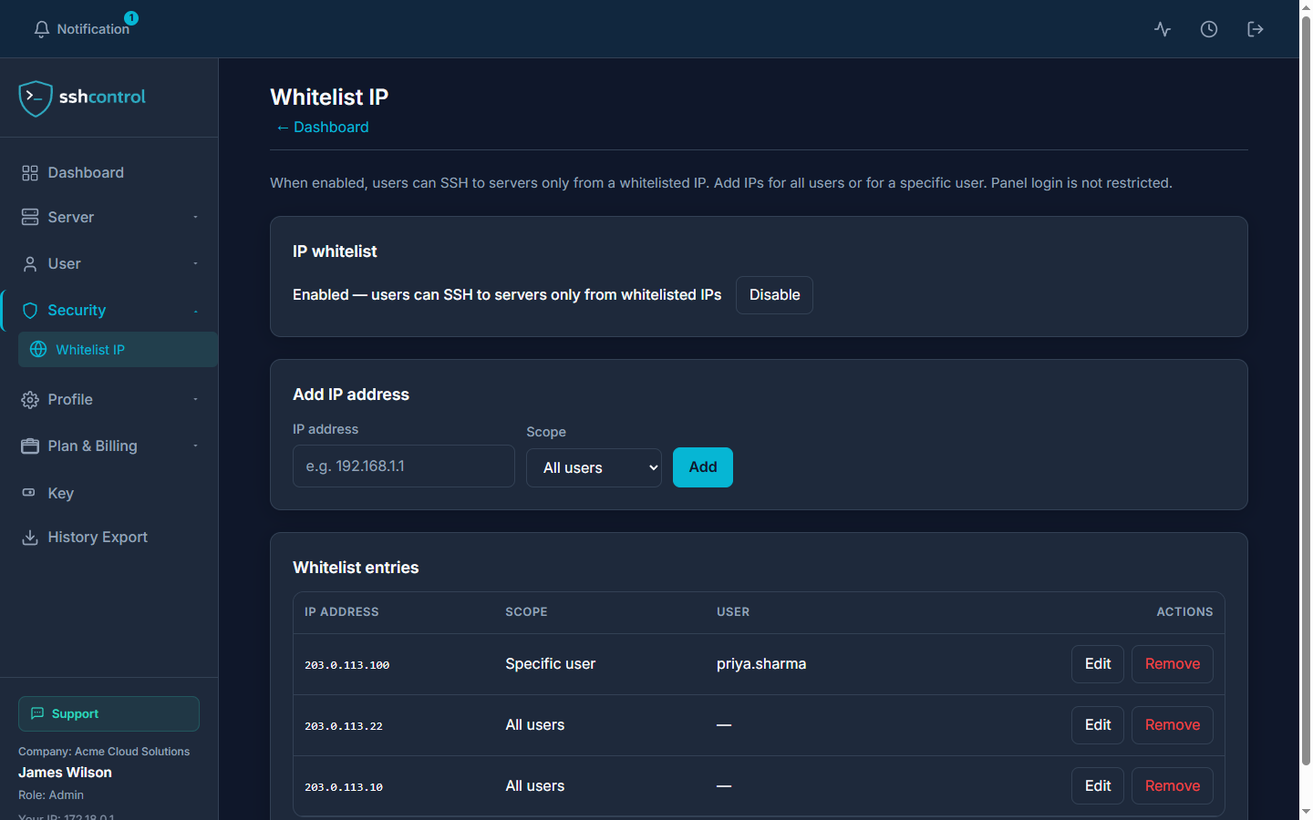 SSHCONTROL — Centralised SSH Key Management & Server Access Control